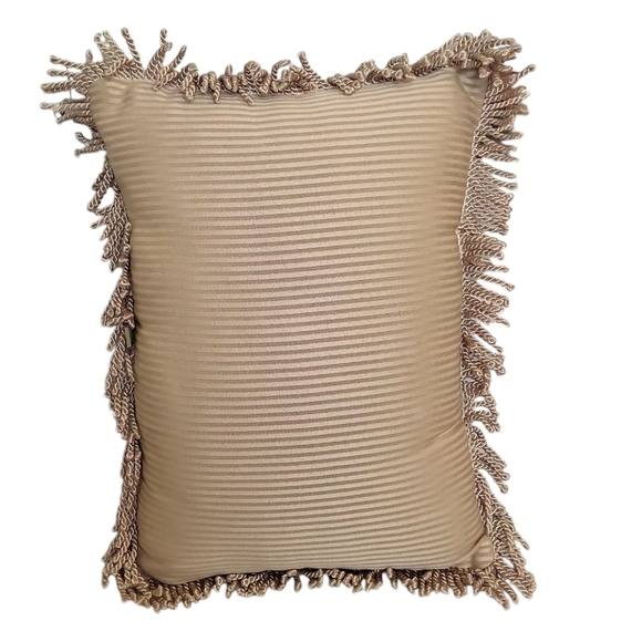 Gold Floral Paisley Transitional Decorative Throw Pillow Fringe - Picture 2 of 3